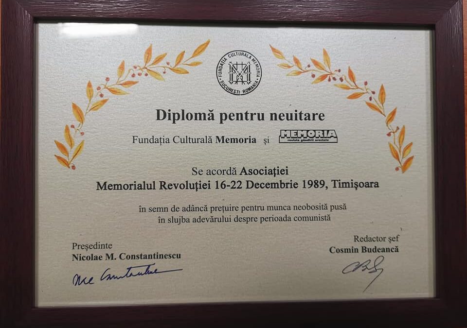 Diplomă pentru neuitare