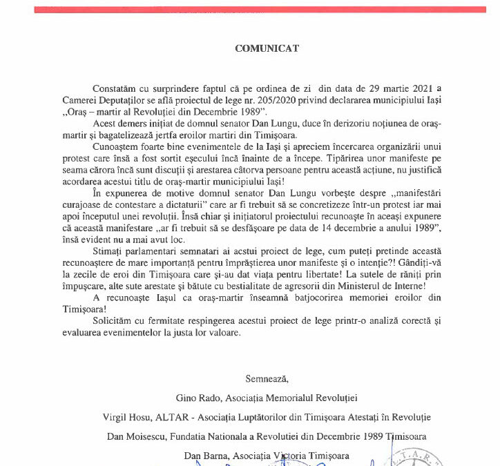 COMUNICAT DE PRESĂ COMUN